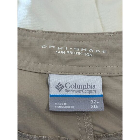 Columbia PFG Omni-Shade Mens Hiking Convertible Cargo Pants Khaki Size 32x30 - Picture 14 of 15